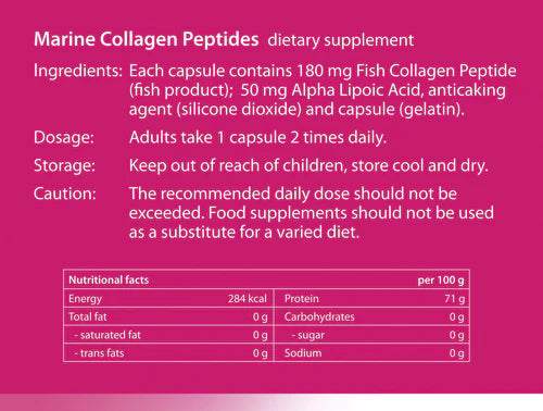 Marine Collagen Peptides with ALA 60 capsules (3 bottles) - $100 for an additional salmon oil capsule (1 bottle)