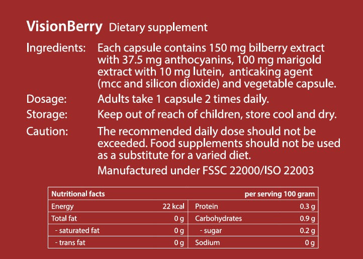 VisionBerry 60 Vegetable Capsules